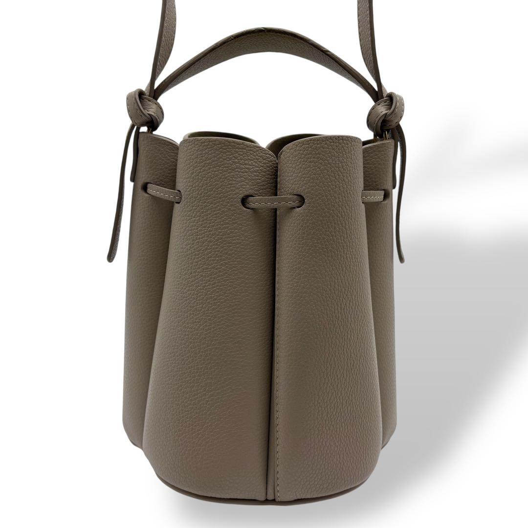 専用 ポレーヌ ショルダーバッグ カヌレバッグ 斜め掛け レザー グレー系