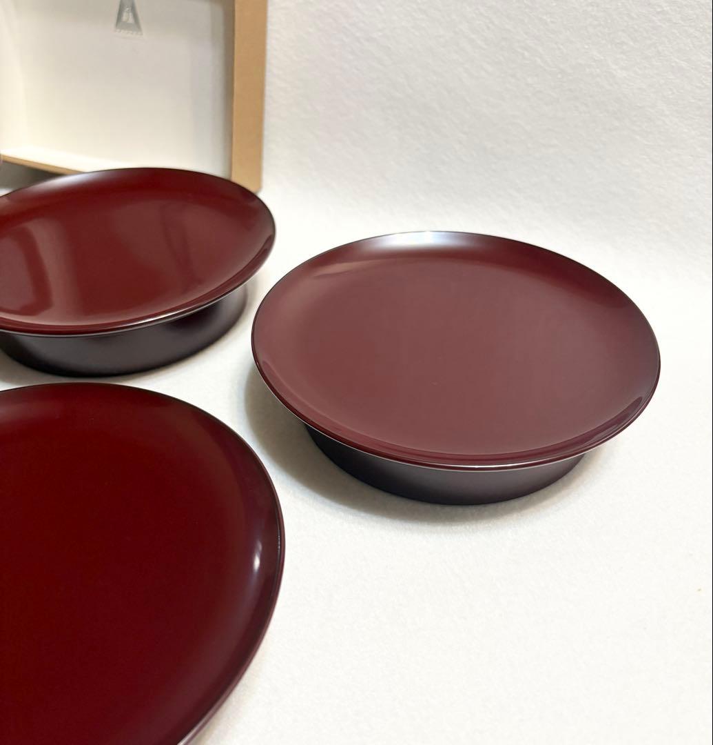 山田平安堂 漆器 高台菓子皿 銘々皿 5客揃 和食器 茶道具 菓子器 盛皿 漆