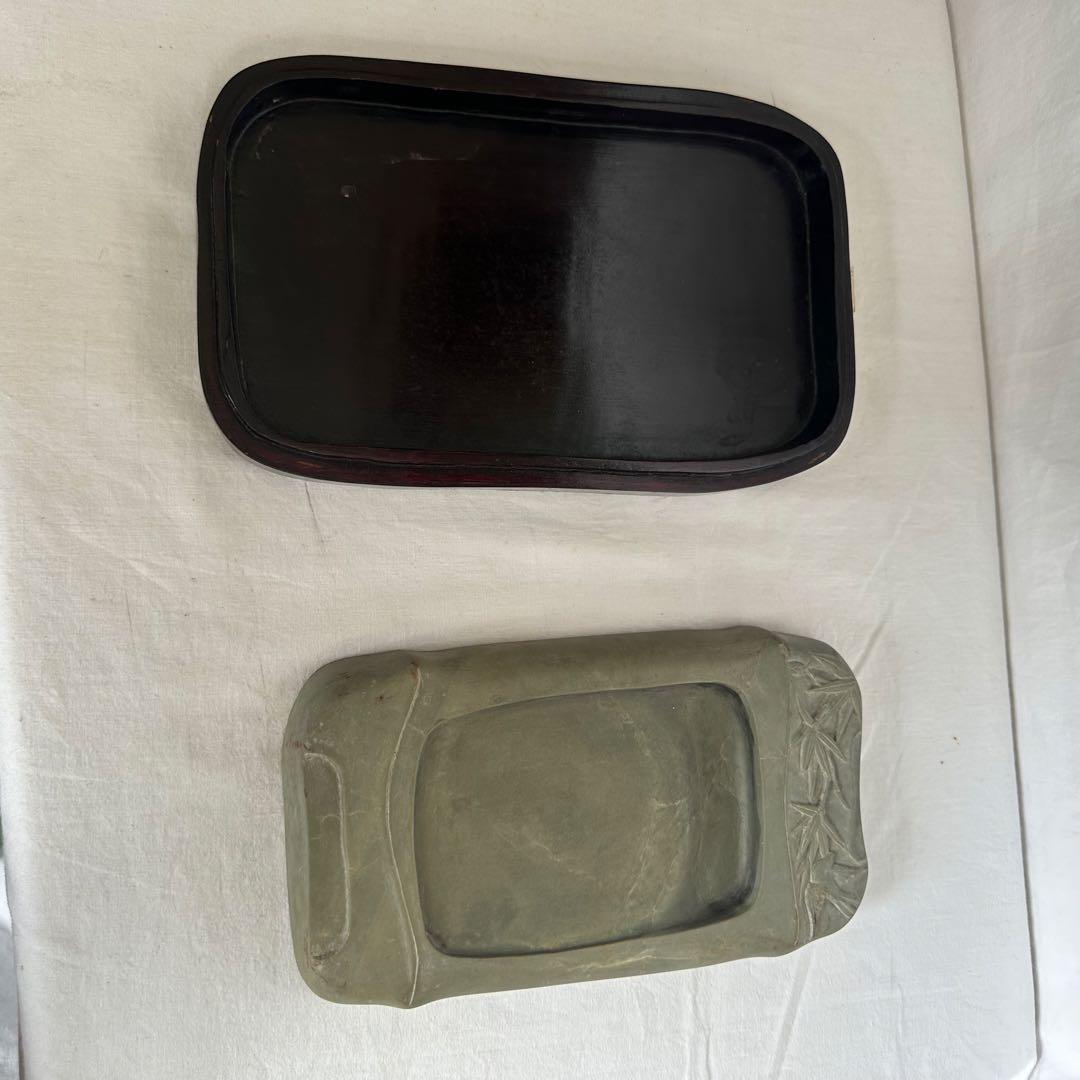 しれみ 漆器製 長方形硯箱 中国 硯