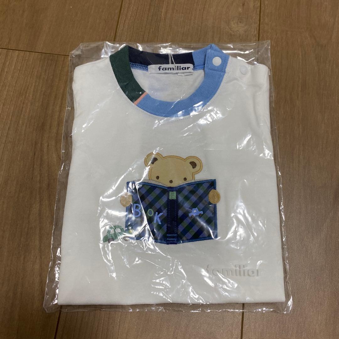 美品 familiar ピンク クマ刺繍 Tシャツ 90 familiar クマ刺繍 Tシャツ