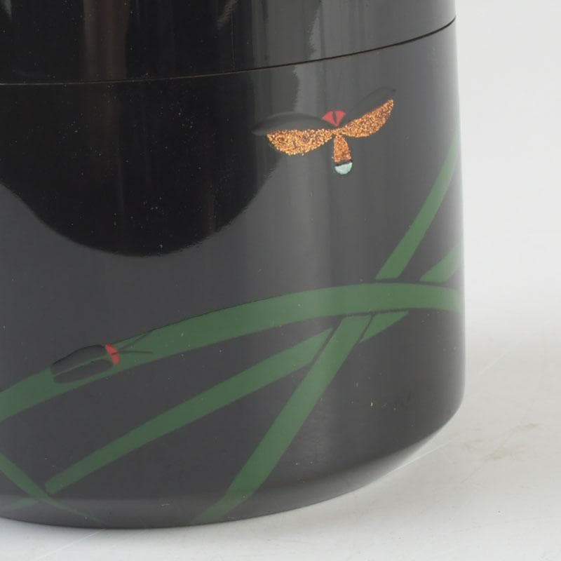 茶道具 山中塗 中村宗悦作 即中斎好写 蛍早苗蒔絵 雪吹棗 共布共箱