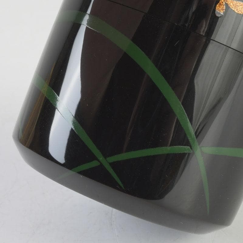 茶道具 山中塗 中村宗悦作 即中斎好写 蛍早苗蒔絵 雪吹棗 共布共箱