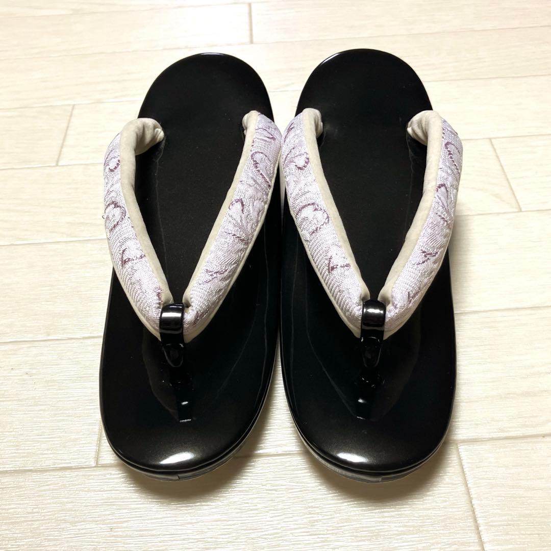 《美品》草履バッグセット　ふくれ織　ジャガード　ローブデコルテ調　成人式