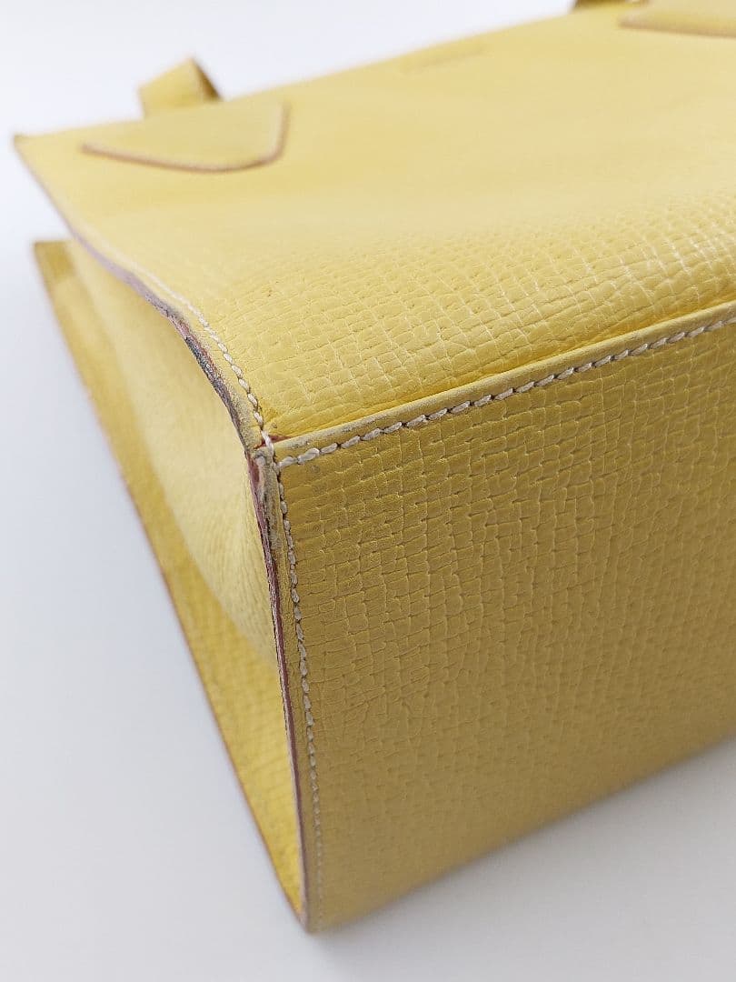 ヴィンテージ ロエベ LOEWE イエロー ハンドバッグ 現状品