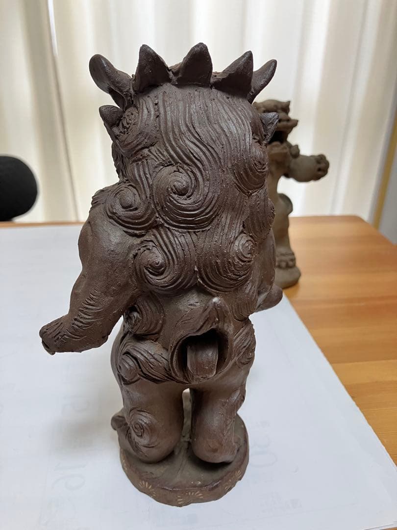 琉球　沖縄　壺屋焼　立ちシーサー二体　ヤチムン　やちむん