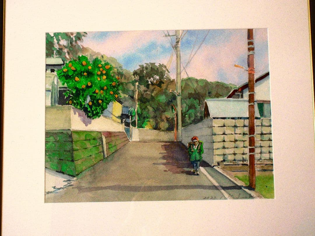 水彩画 風景 2023年 原画 F6サイズ 額縁付き