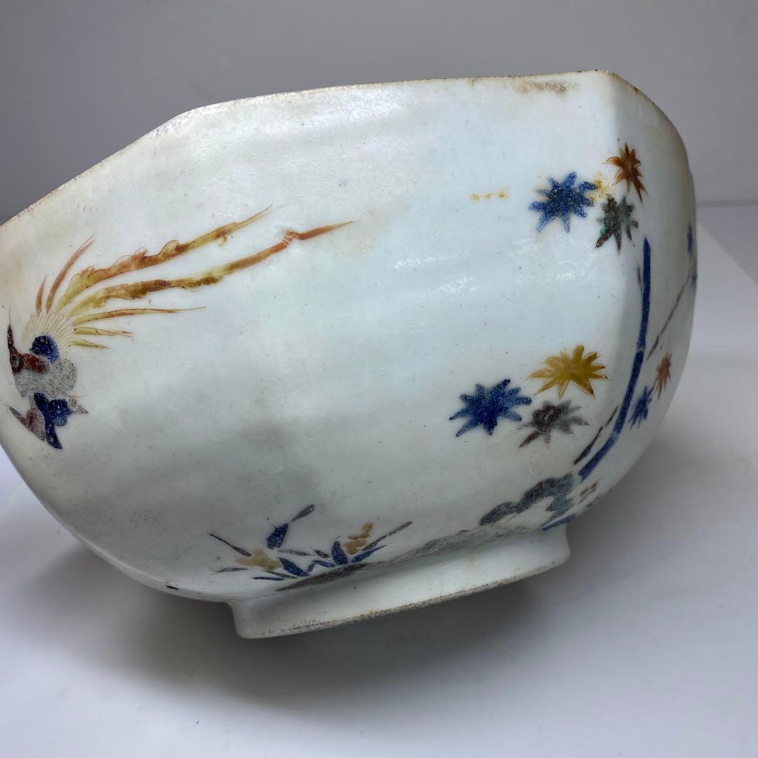 専用　江戸中期　柿右衛門八角鉢　幅約21.5㎝　東Y7-0312③タカチ