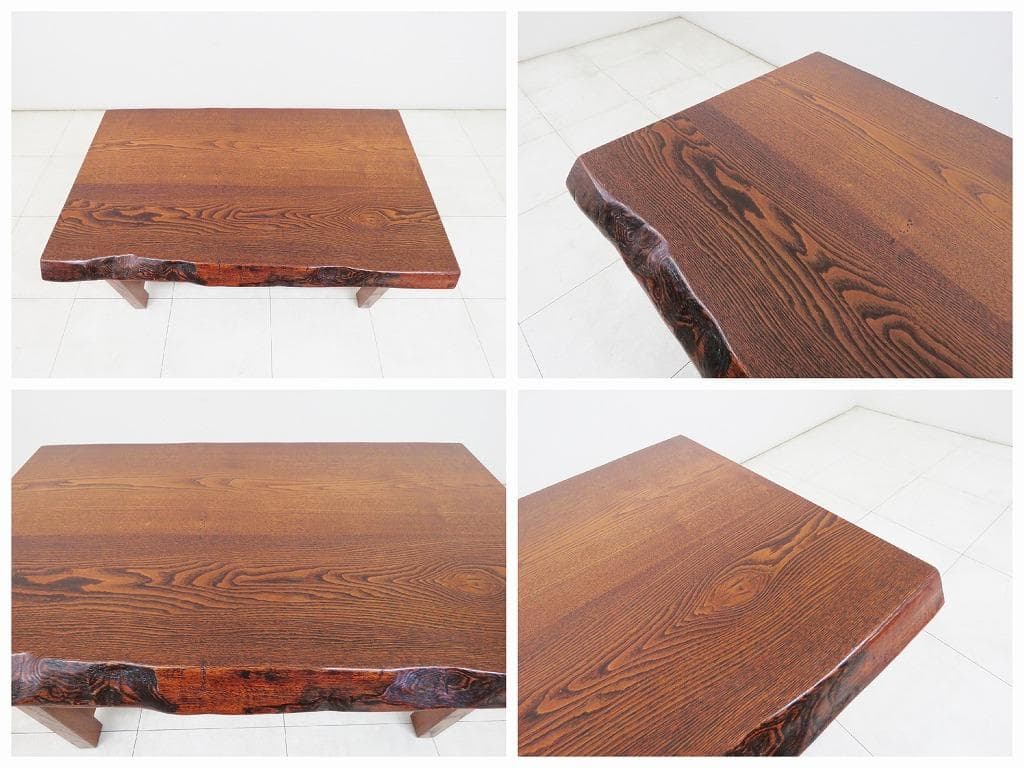 ミニー様★美品★岩手岩泉 純木家具 栗無垢材 ダイニングテーブル T字脚 座卓