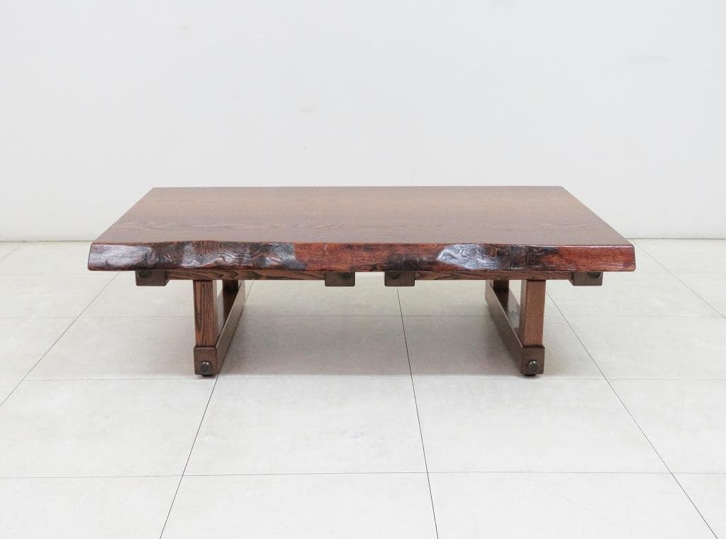 ミニー様★美品★岩手岩泉 純木家具 栗無垢材 ダイニングテーブル T字脚 座卓