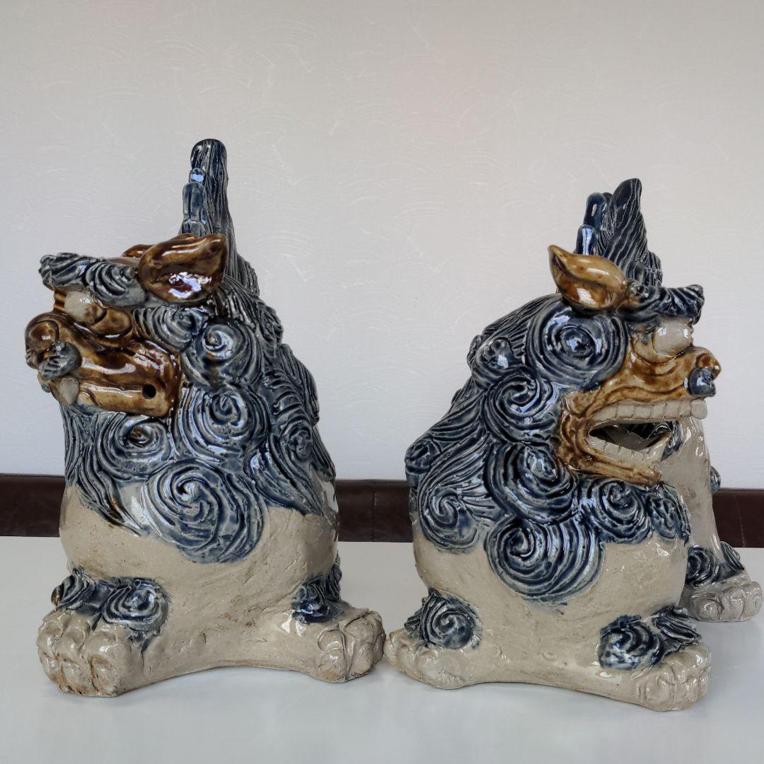 人間国宝一門 金城敏徳 作 南蛮焼〆立シーサー（大）1対 - メルカリ