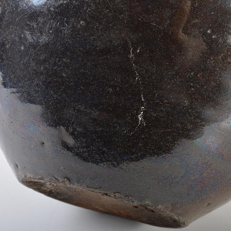 朝鮮美術 李朝 高麗黒釉 壷 C R7089B