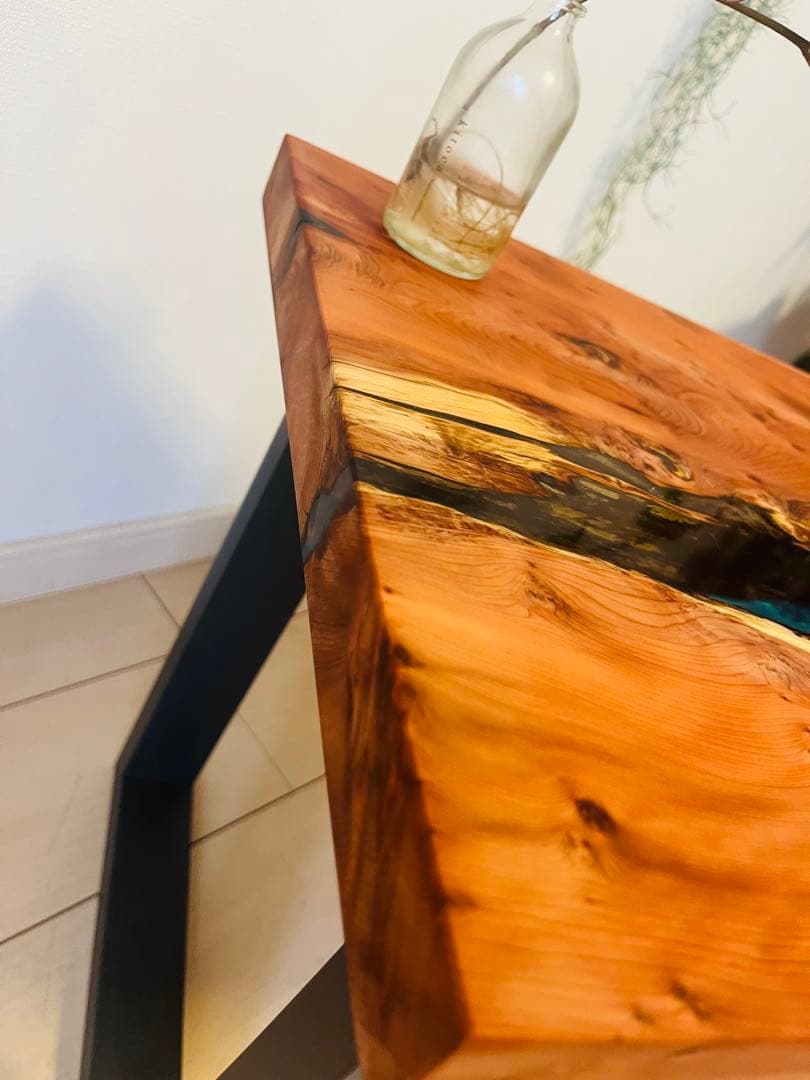 ローテーブル レジンテーブル リバーテーブル 一位の木 アイアンテーブル