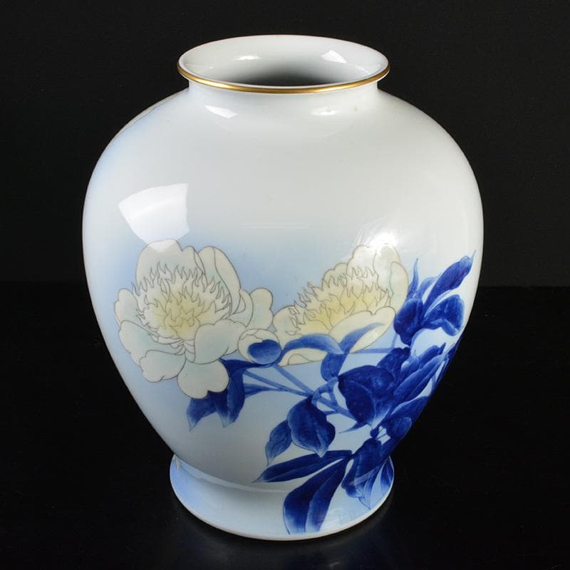 有田焼　宮内庁御用達　深川製磁　花文　花瓶　時代箱　M　R6410B