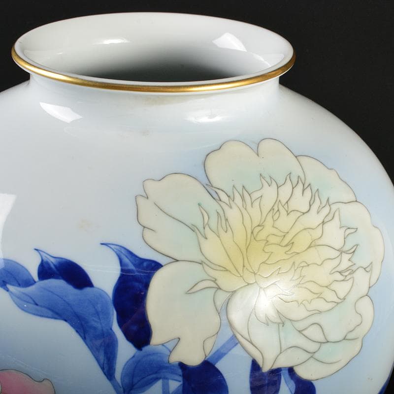 有田焼　宮内庁御用達　深川製磁　花文　花瓶　時代箱　M　R6410B