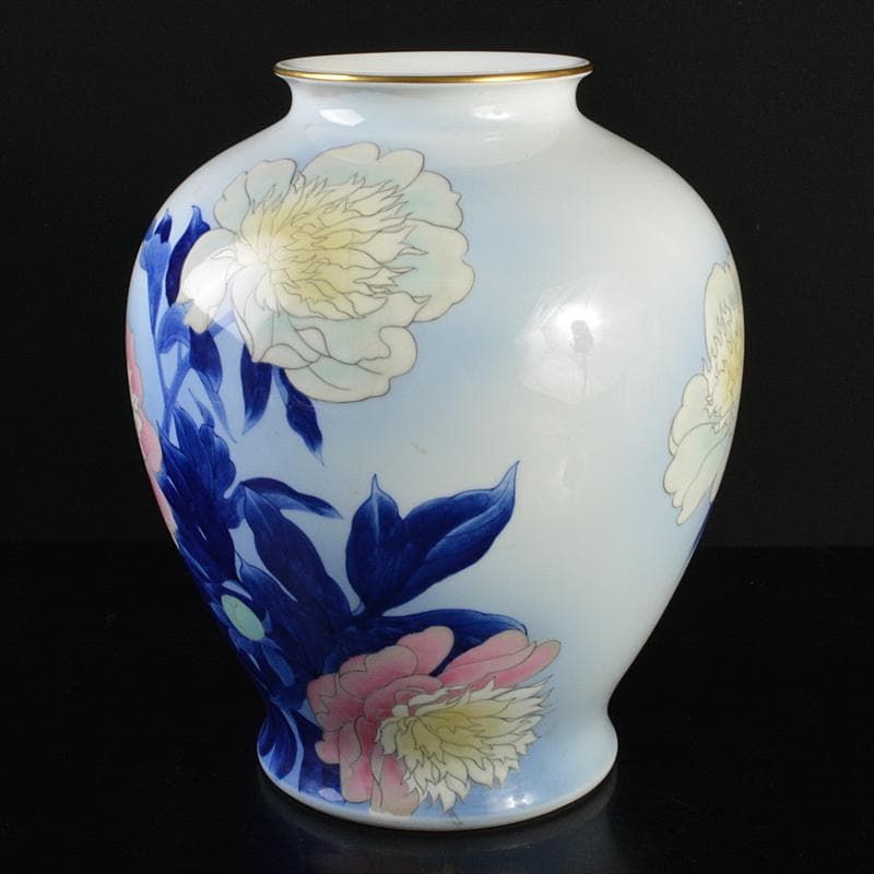 有田焼　宮内庁御用達　深川製磁　花文　花瓶　時代箱　M　R6410B