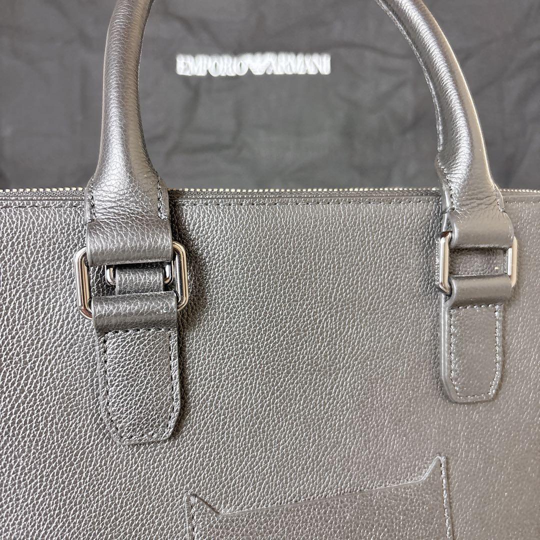 現行 EMPORIO ARMANI タンブルレザー ビジネスバッグ
