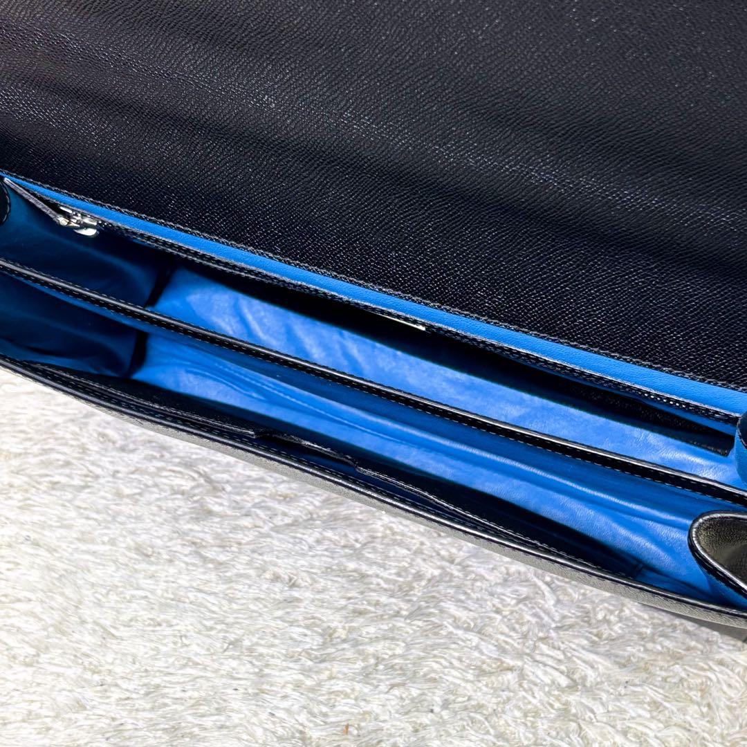 【未使用級】ブルガリ ビジネスバッグ グレインカーフ 2室 ブラック メンズ