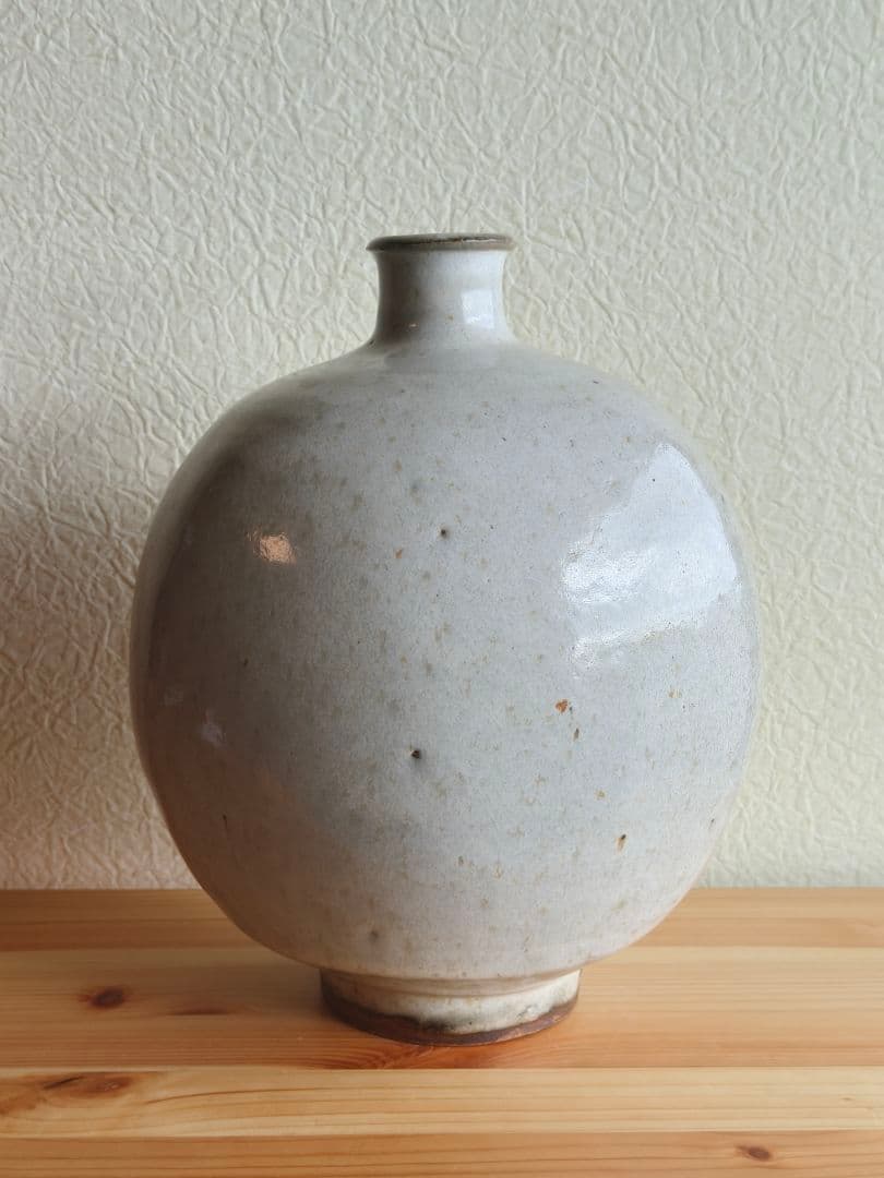 生田和孝 丹波焼 白釉扁壷 師：河合寛次郎 花瓶 花生