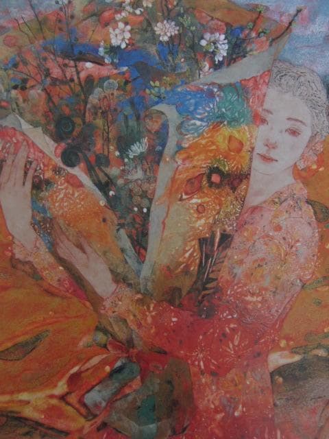 宮北千織、【惜春】、希少な額装用画集より、新品額装付、状態良好