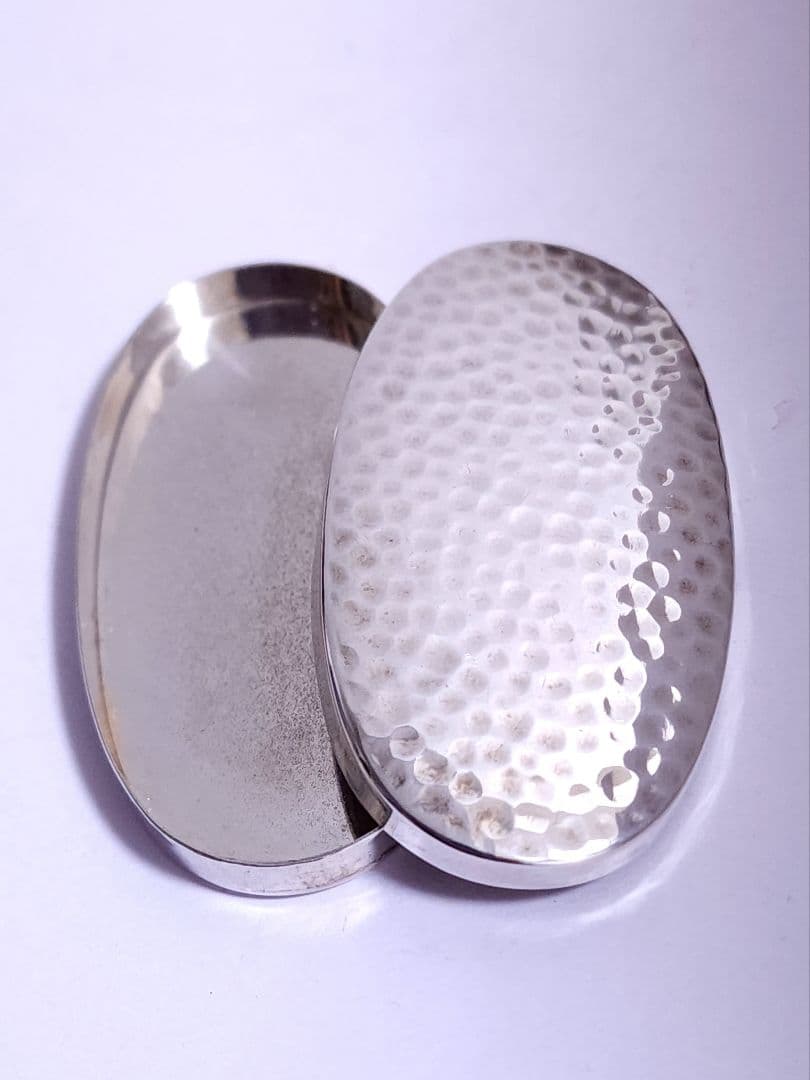 銀製 小判型 ケース 小物入 楊枝入 槌目打 40.51g