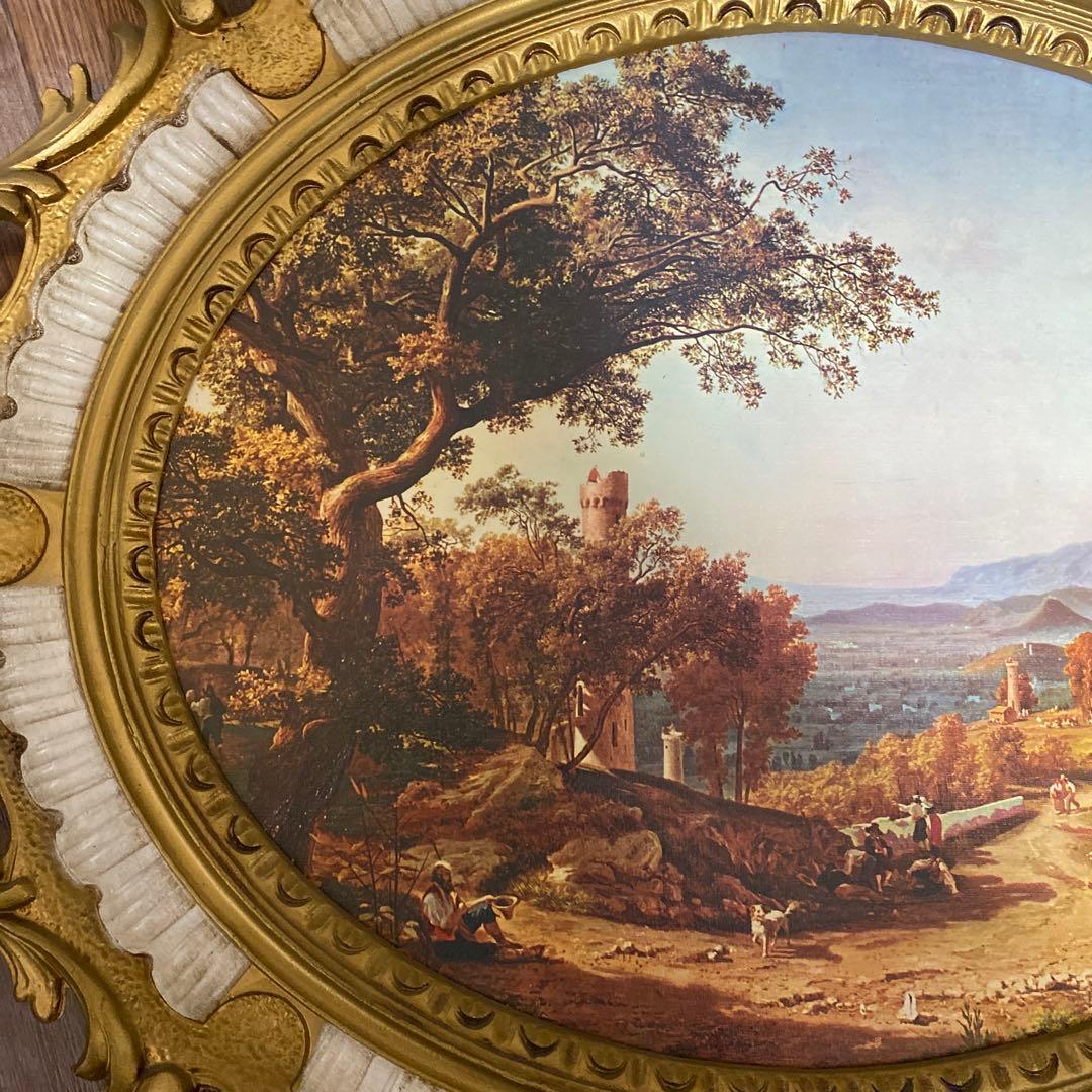 イタリア　絵画レプリカ　アンティーク額絵　壁掛け　金縁　69×59㎝