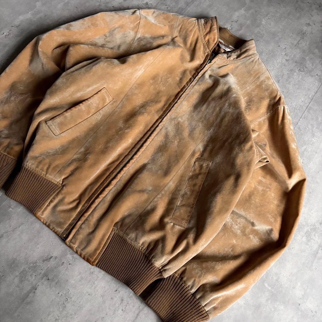 80s vintage】ジップブルゾン 裏地チェック レーヨン100% 短丈