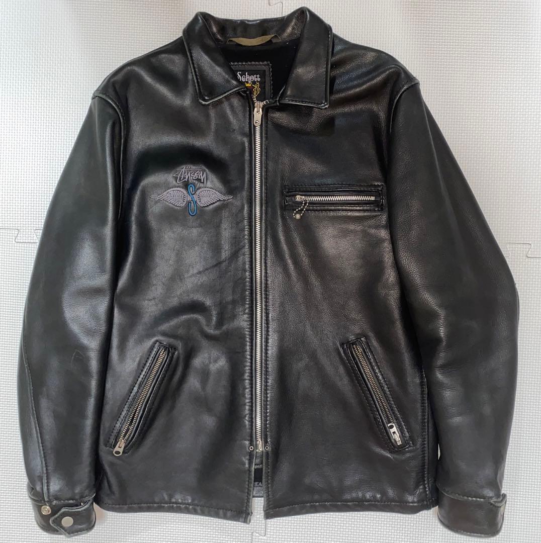 名作 STUSSY Schott ステューシー ショット レザージャケット L - メルカリ