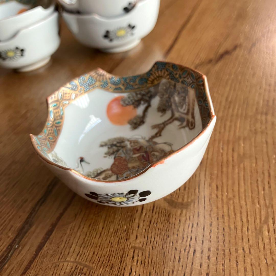 九谷焼 小鉢 鶴 時代物 ヴィンテージ 骨董 皿