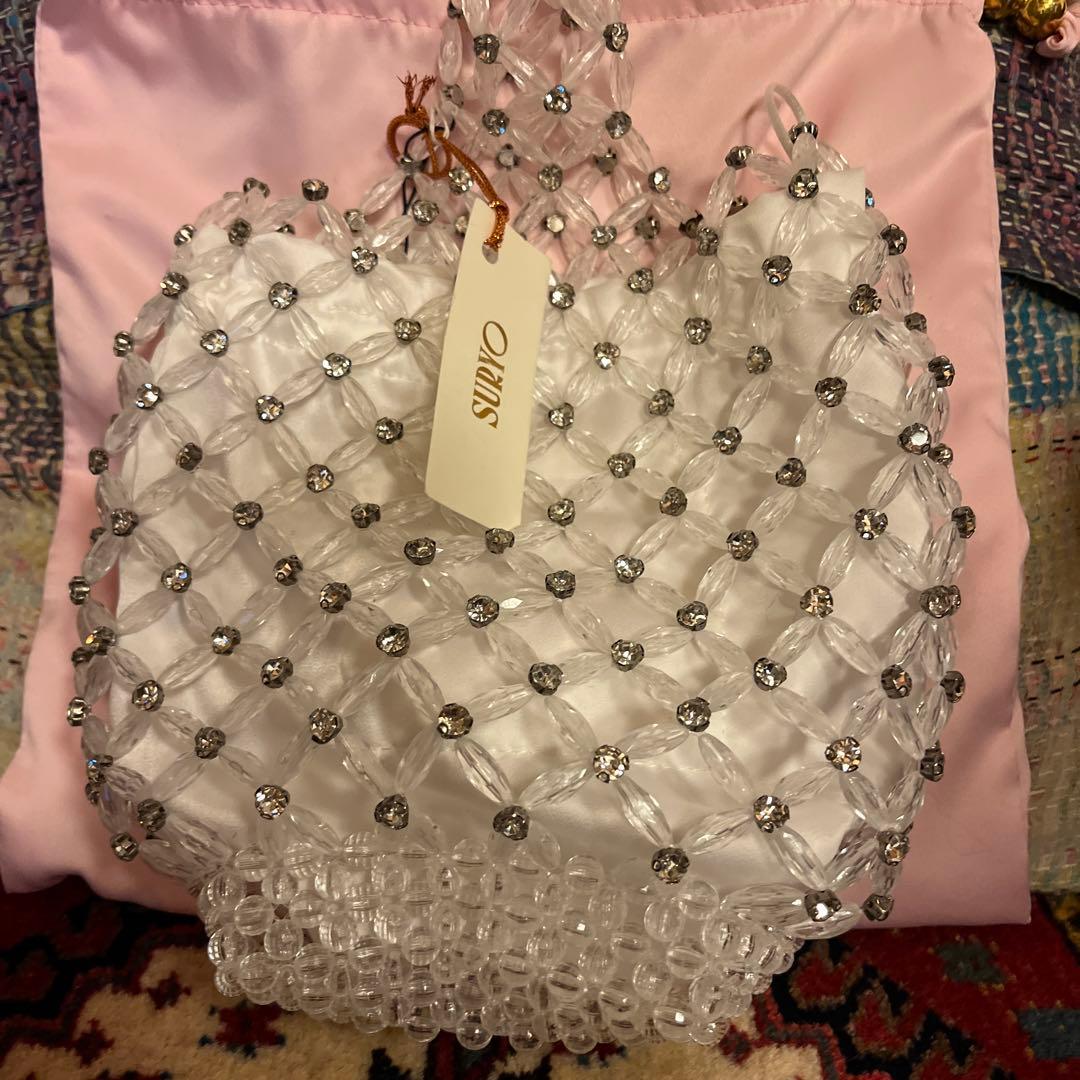 SURYO BIJOU BAG ビジューバッグ ストーン 白