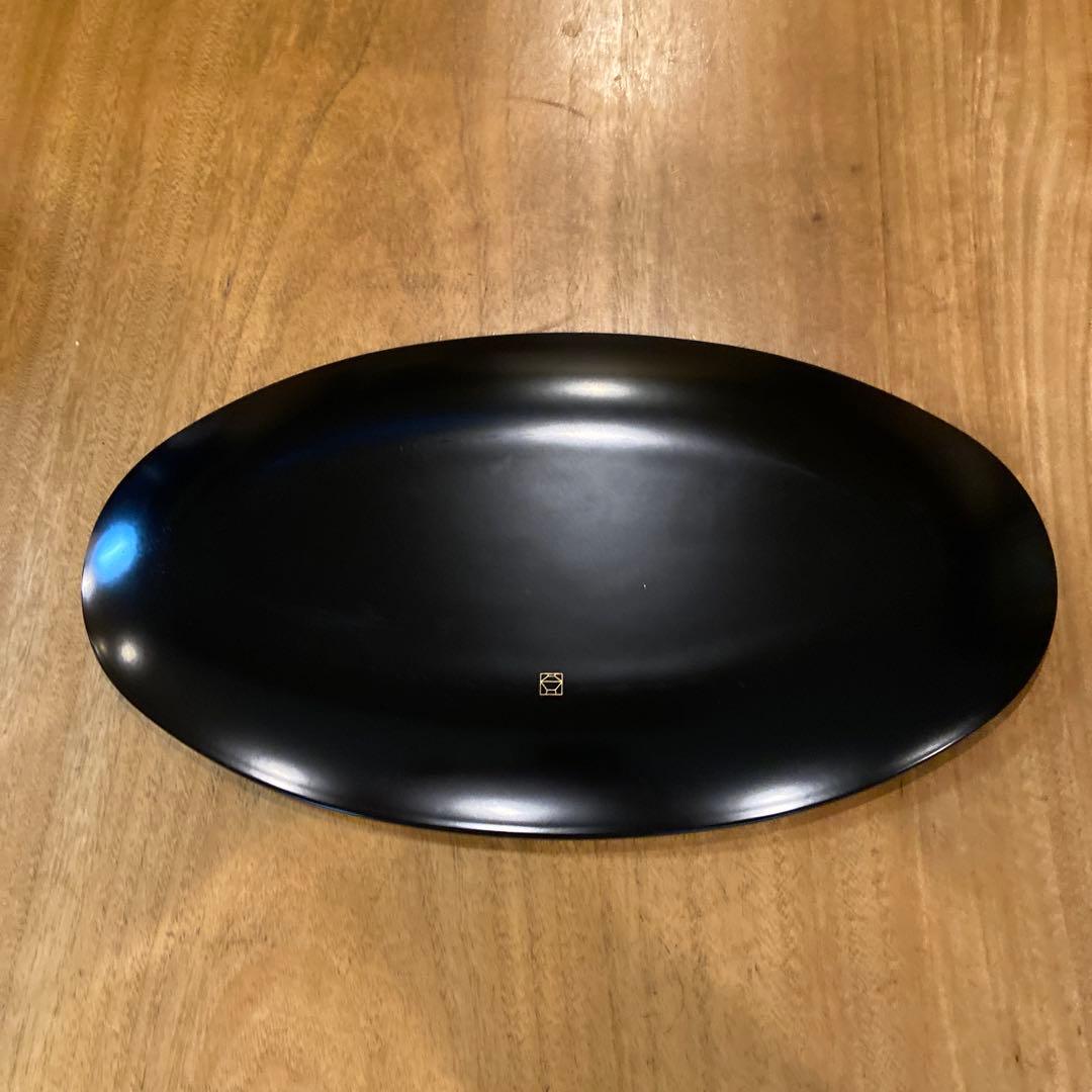 宮内庁御用達 山田平安堂 オーバルプレート 龍水 漆器 金蒔絵