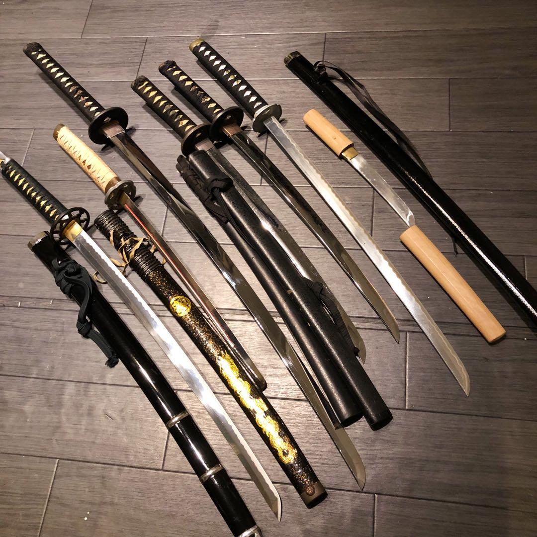 模造刀　大小7本セット　太刀　脇差　骨董品　模擬刀まとめ　鞘なし品あり　刀身