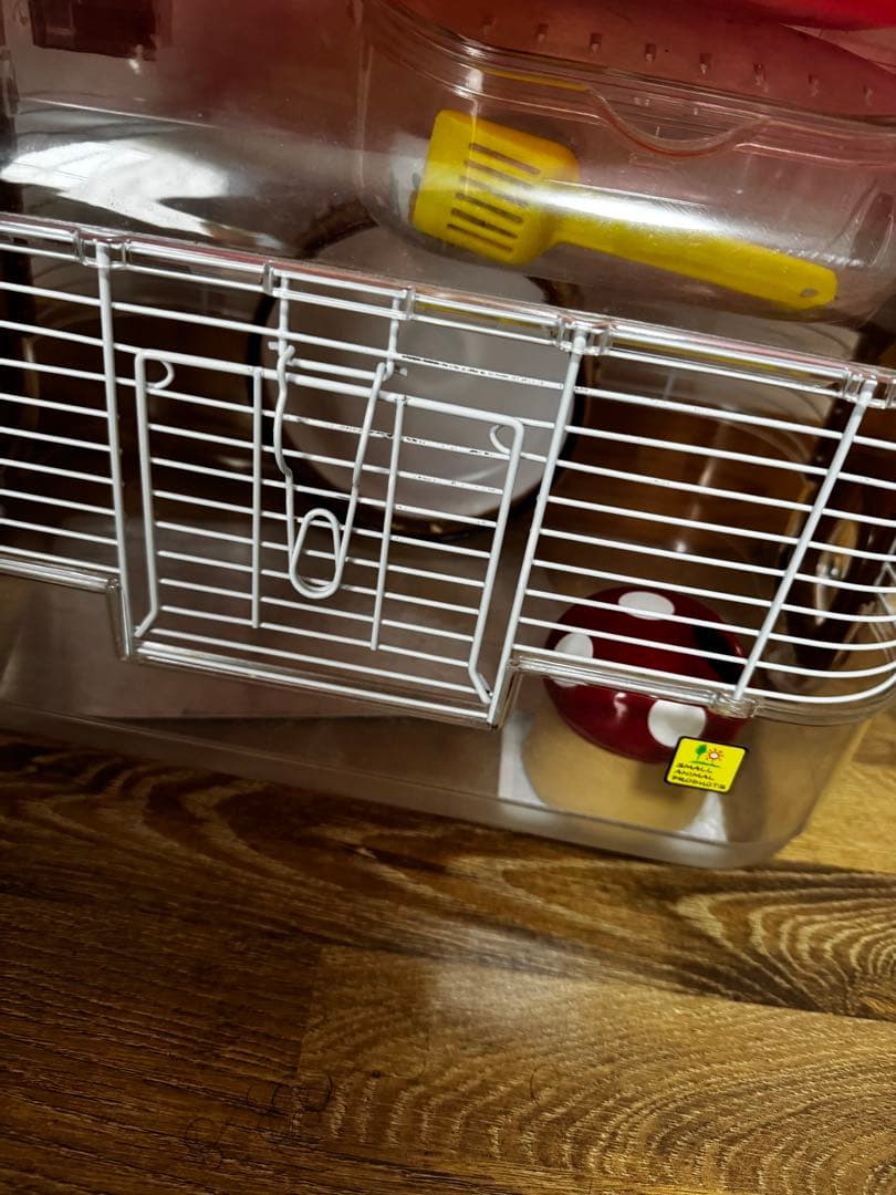 小動物用ケージ 赤 透明｜