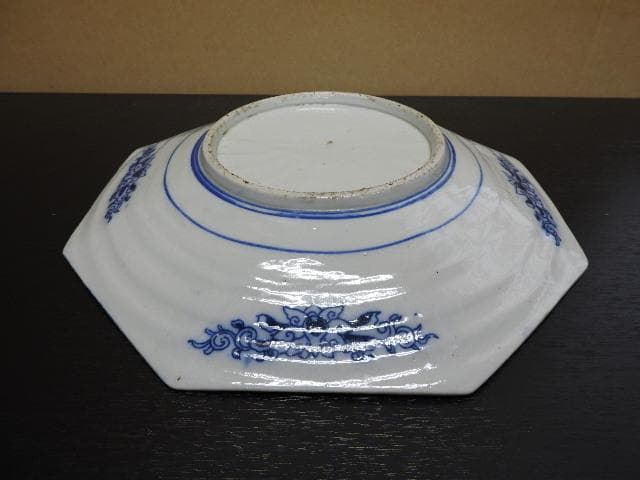 印判八角皿　文明開化図　MA57