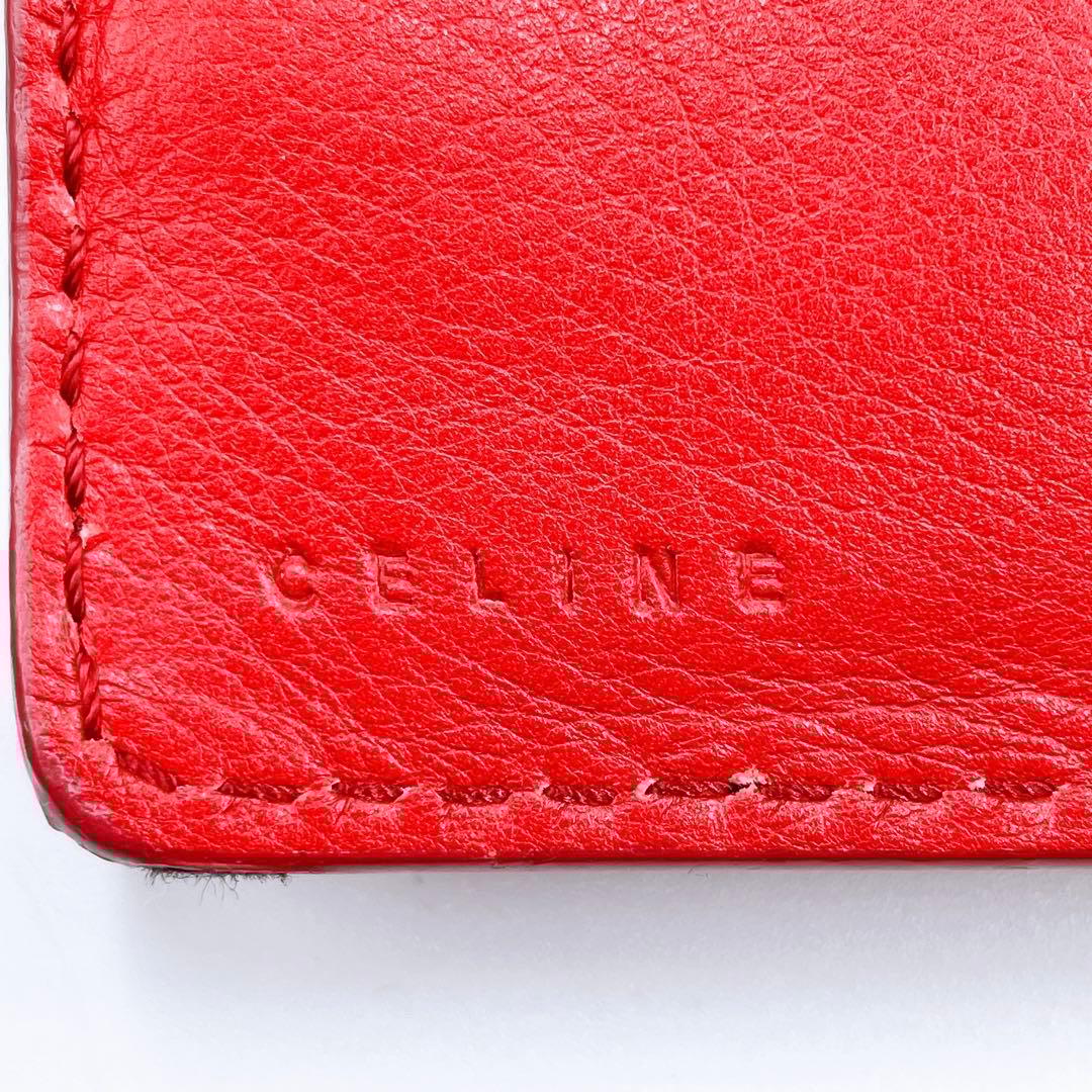 セリーヌ マカダム レザー 三つ折り 財布 ウォレット レッド