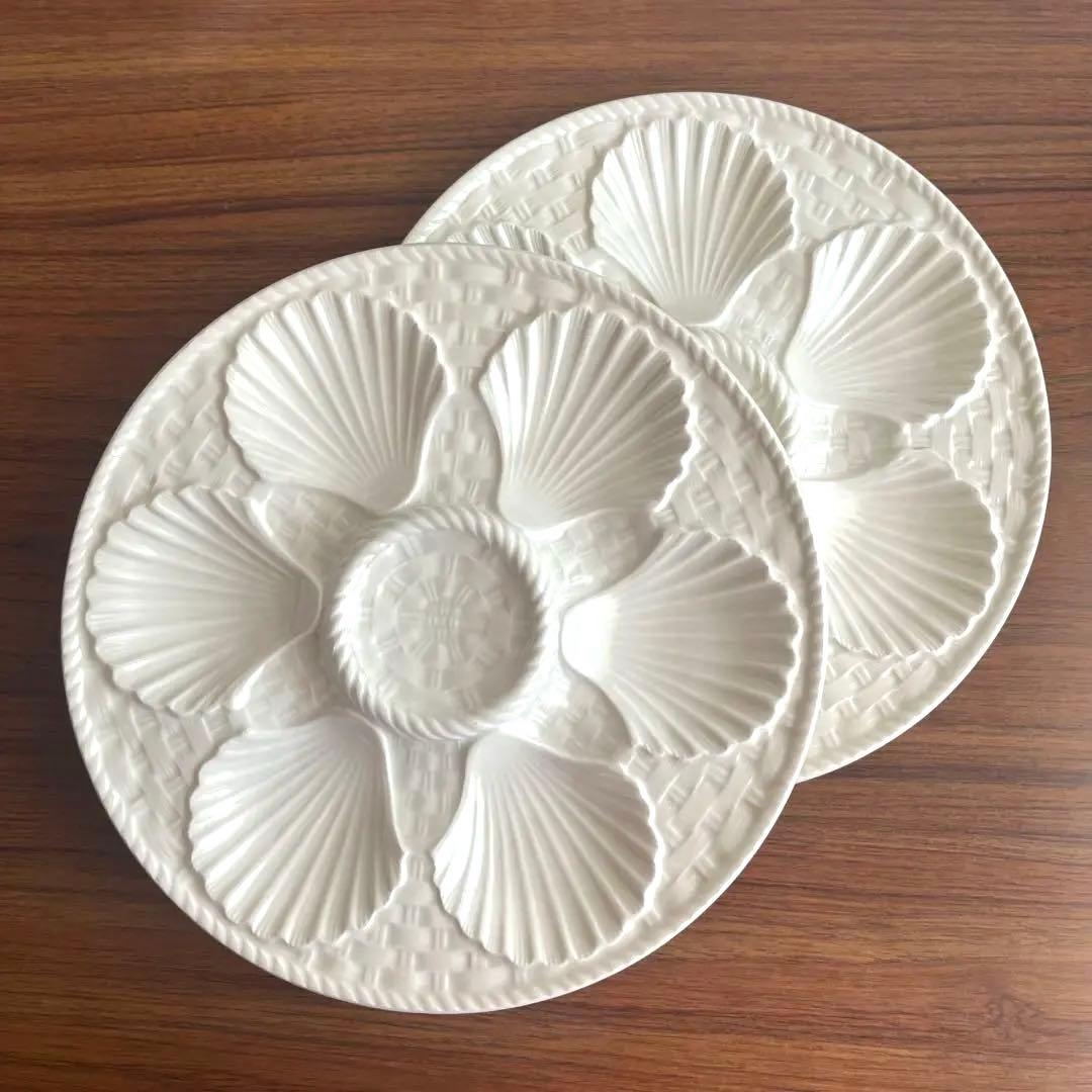 フランスアンティーク ♧ ロンシャン ♧ オイスタープレート24cm x2枚 フランスアンティーク ♧ ロンシャン ♧ オイスタープレート24cm x2枚