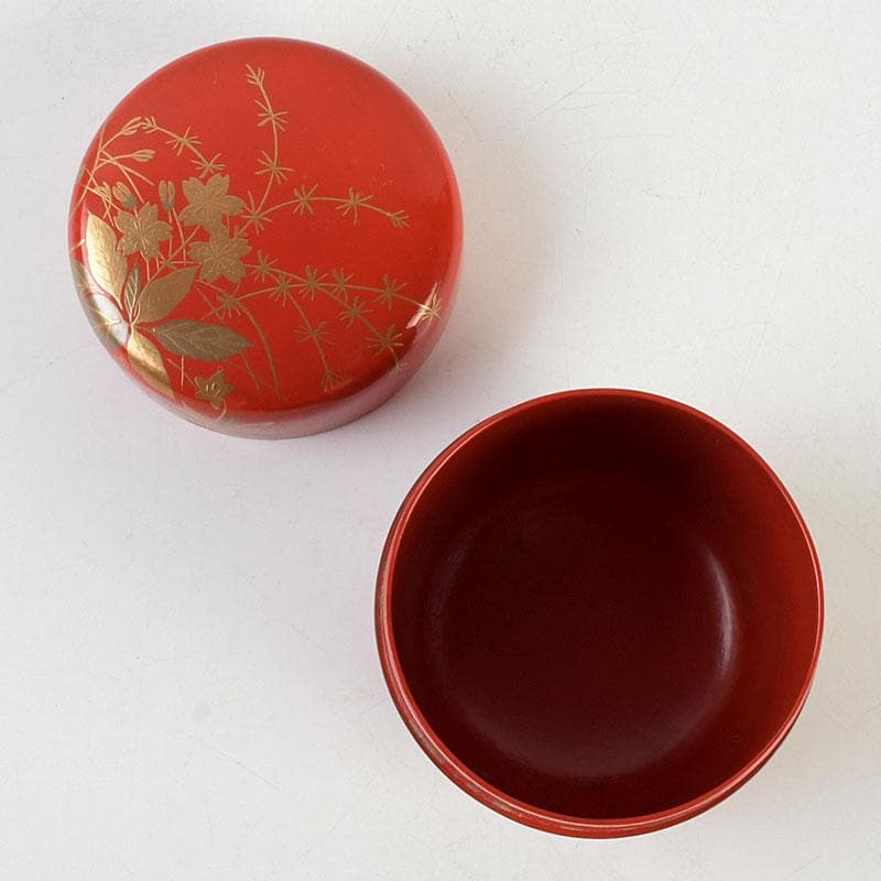 茶道具 佐々木麗峰作 鵬雲斎好写 一閑塗 春草蒔絵 棗 共