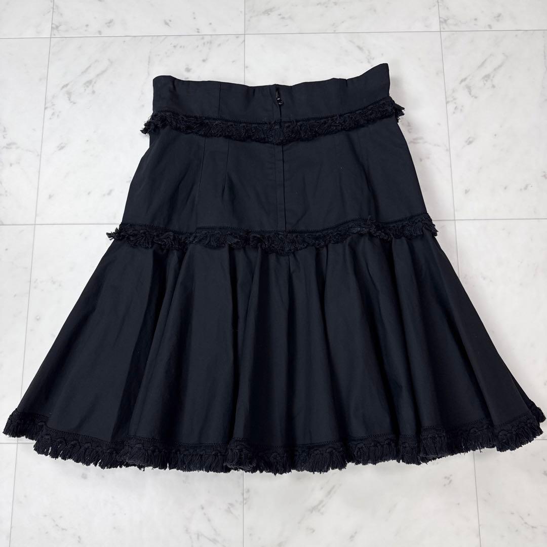 希少 ドルチェアンドガッバーナ フリンジ フレアスカート ブラック サイズ42