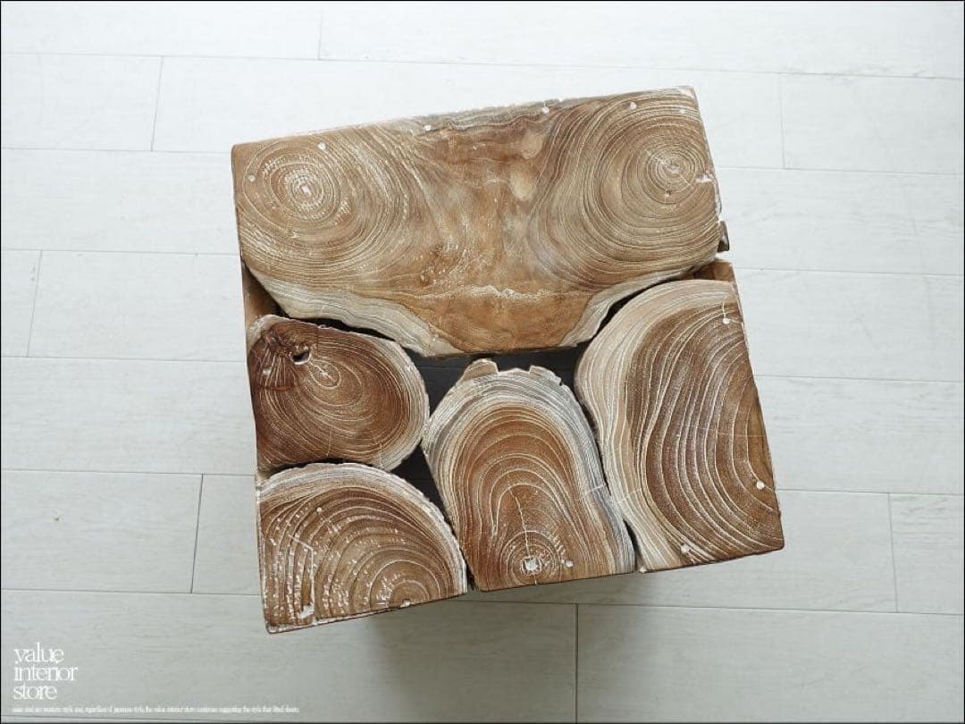 無垢 チークブロックスツールN 40x40cm 無垢 チークブロックスツールN 40x40cm