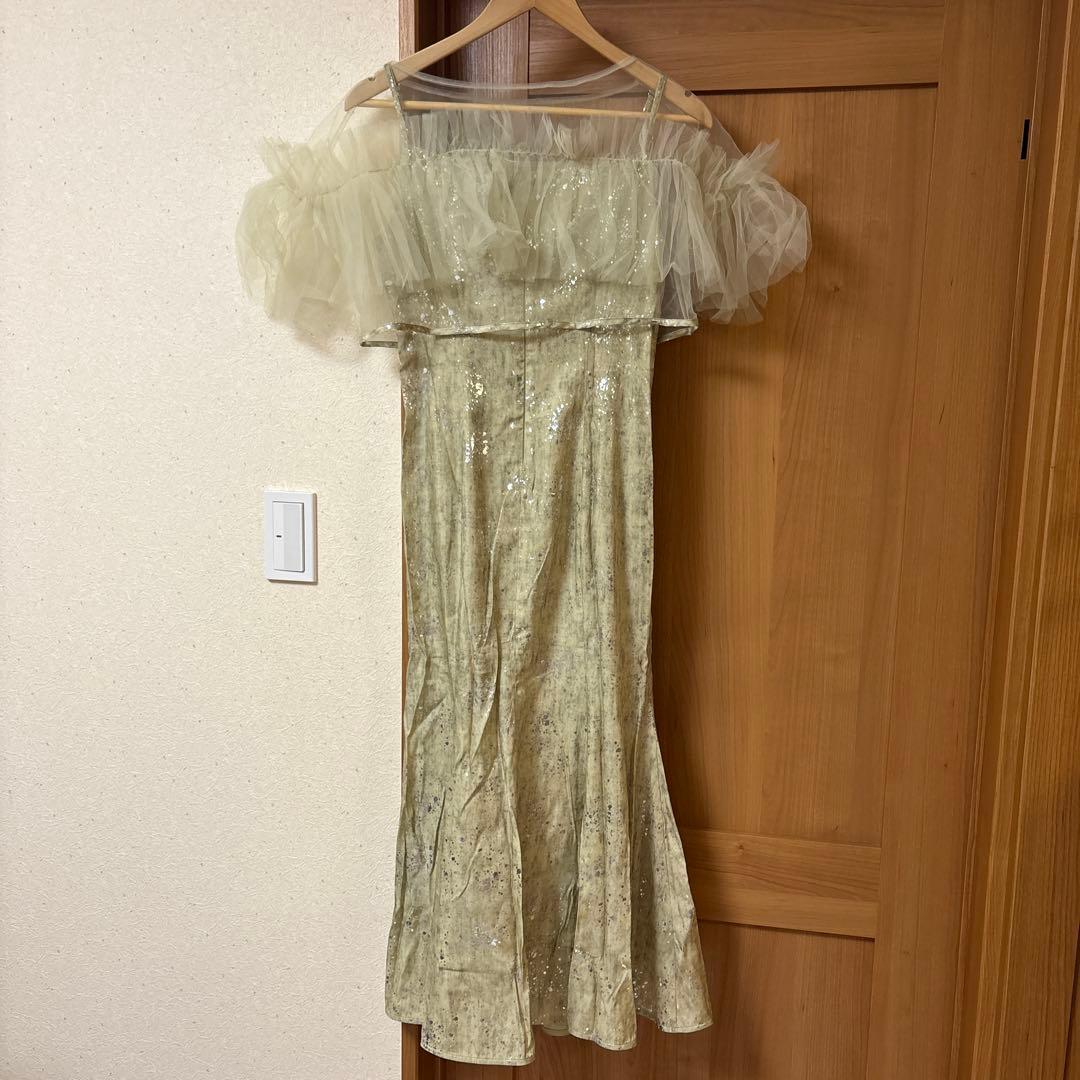 【LEJA】チュールフリルボレロペイントマーメイドドレスワンピース