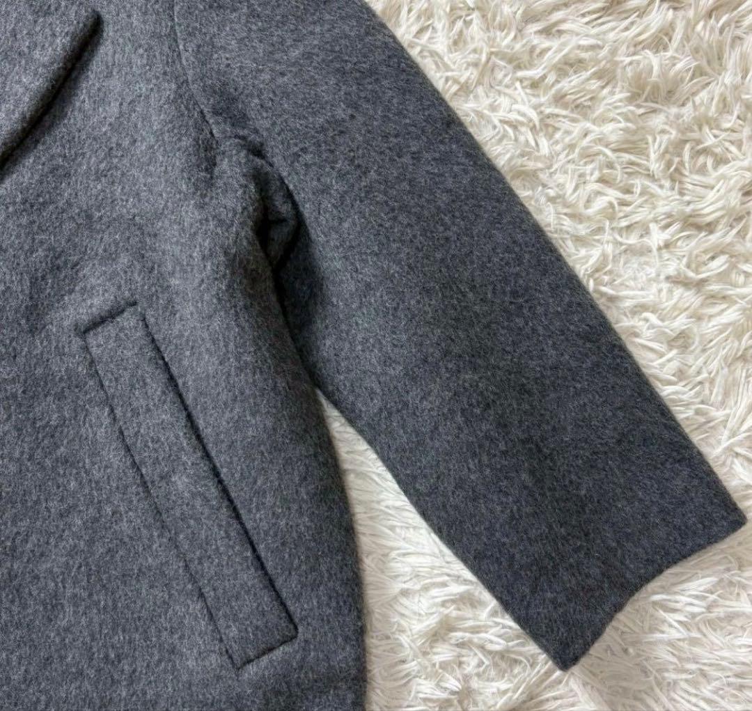 美品】エンフォルド ウールリバーコート チェスターコクーン グレー×緑