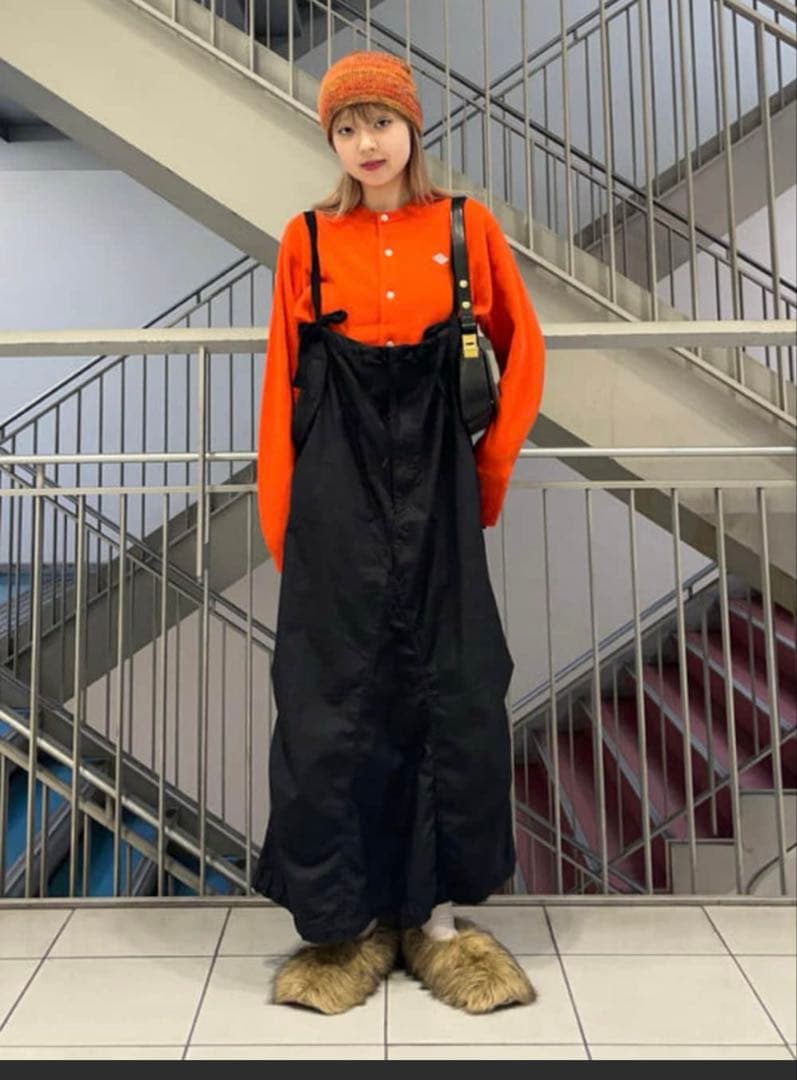 【BEAMS BOY】アーミーオーバーパンツ　アレンジワンピース　ブラック