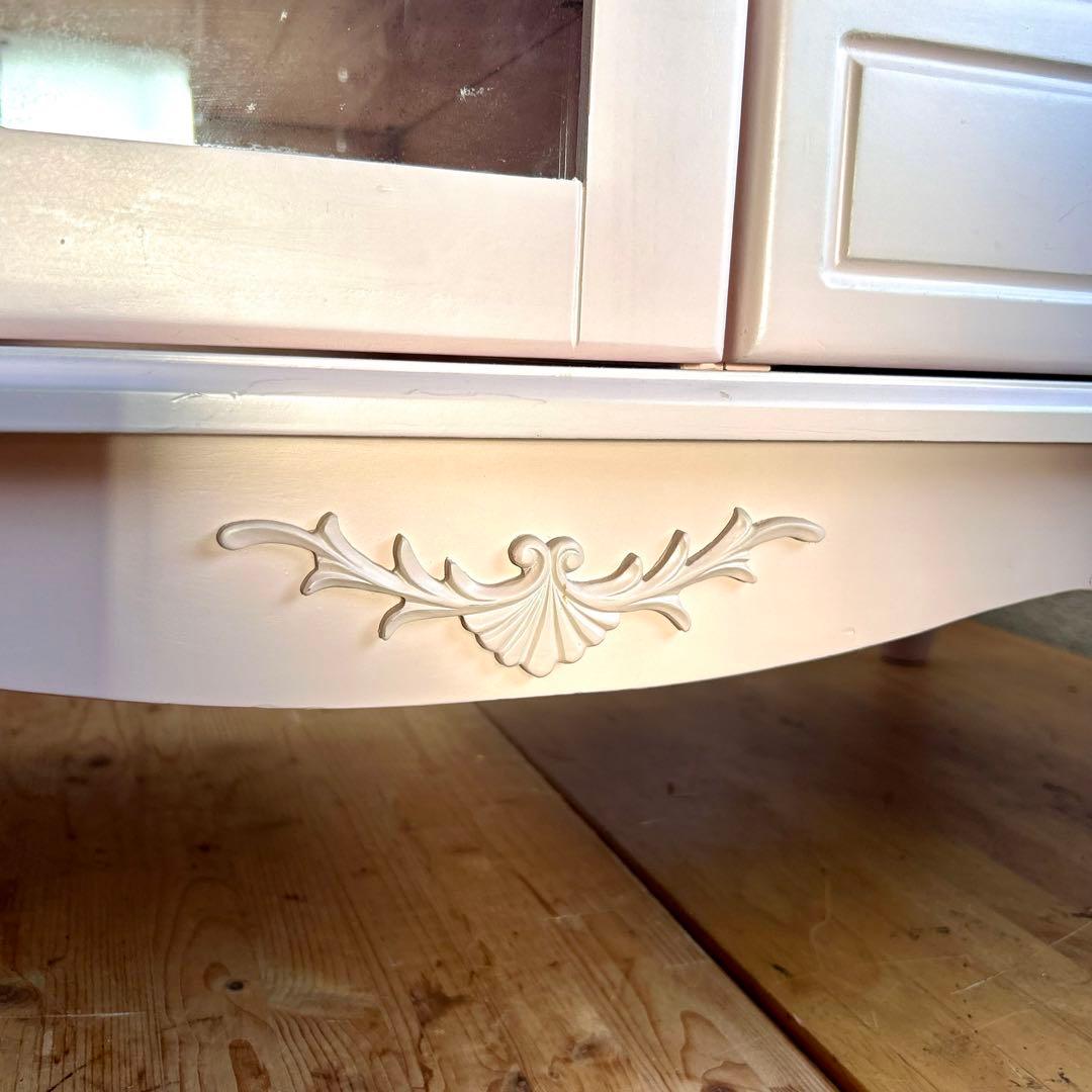 ピンクのテレビボード フェミニン プリンセス系 幅90cm ロココ調 テレビ台