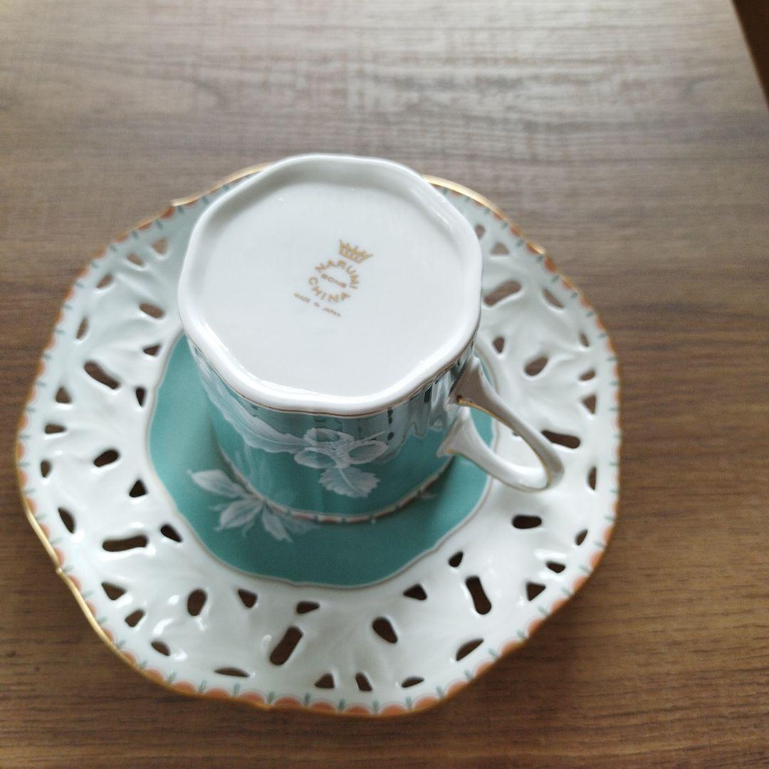 ナルミ ボーンチャイナ メッシュ カップ&ソーサー 鳥柄 2客セット