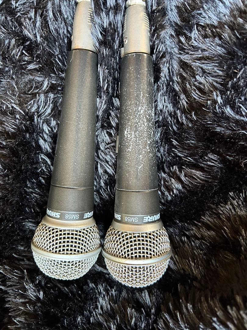 中古SHURE SM58 ダイナミックマイク 2本セット7mケーブル2本込み