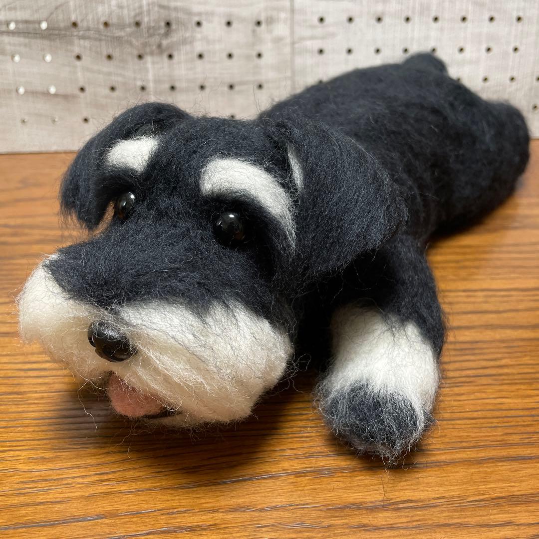 羊毛フェルト ミニチュアシュナウザー 3点 羊毛フェルト ミニチュア