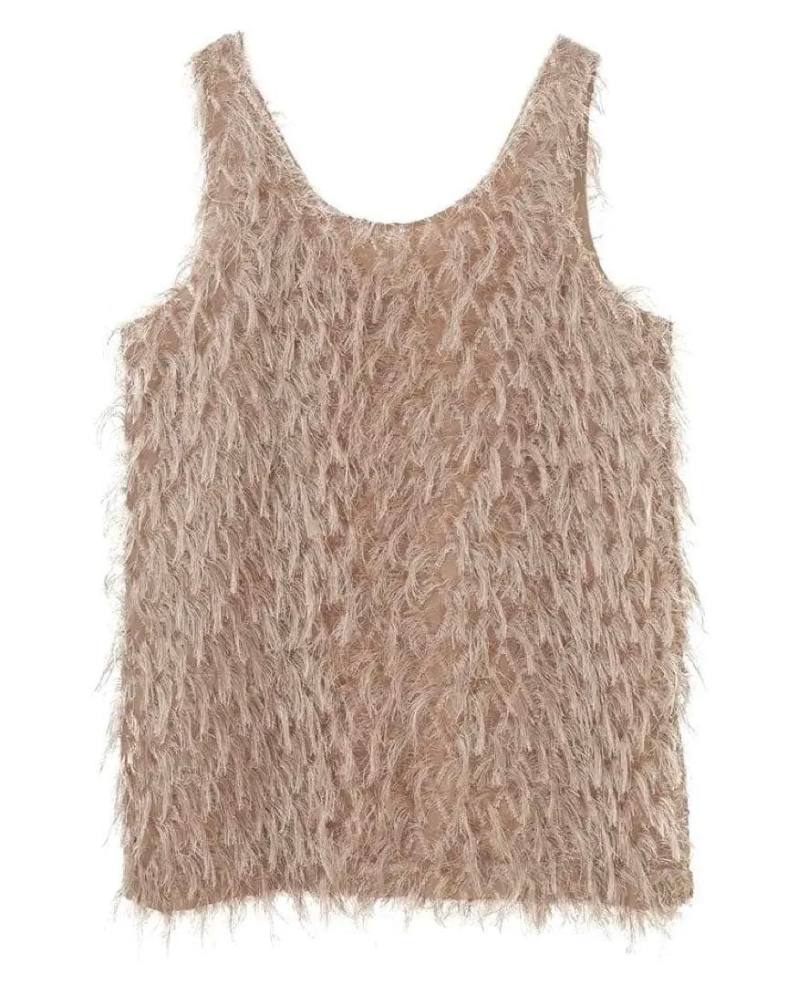 トップス CLANE / W FACE CROSS FRINGE TOPS