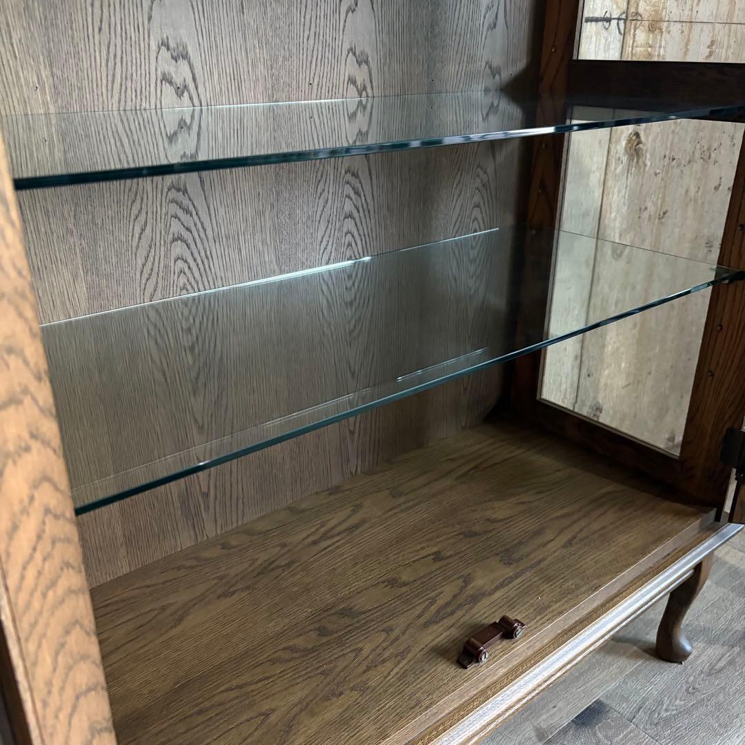 旭川家具 勇峰工芸 猫脚キャビネット 飾り棚 ギャラリーボード 道産