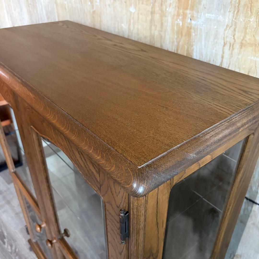 旭川家具 勇峰工芸 猫脚キャビネット 飾り棚 ギャラリーボード 道産ナラ材