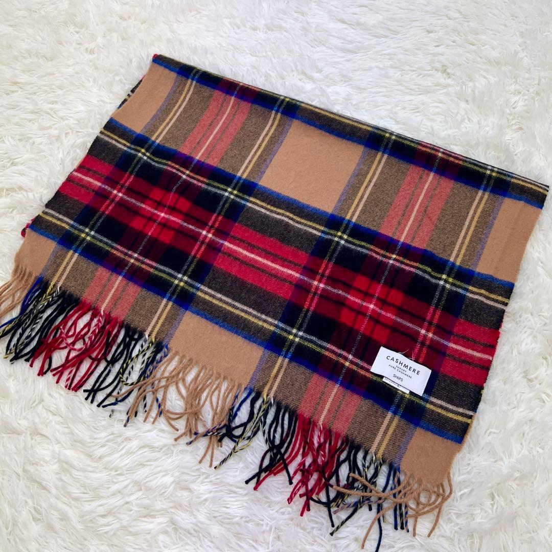 SHIPS カシミヤ 100% タータンチェック マフラー　ストール SHIPS（シップス） ストール マフラー チェック カシミヤ ストール