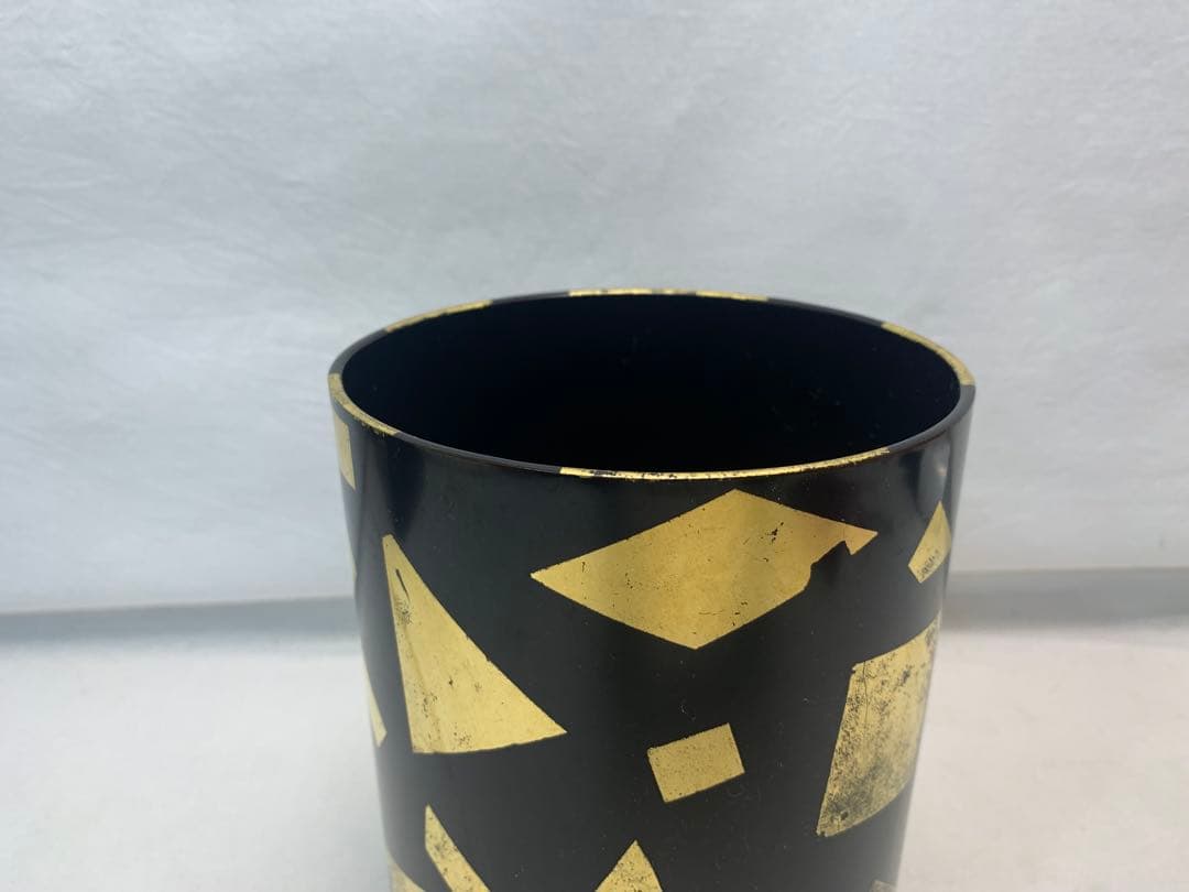 美品 茶道具 木製 葉蓋水指 玄々斎好写 箔散らし 曲物